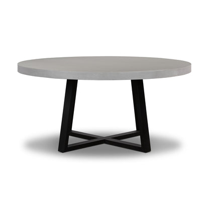 1.6m Alta Round Dining Table | Pebble Grey with Black Metal Legs - www.elkstone.com.au