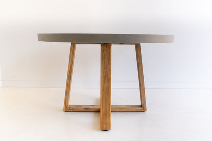 1.2m Alta Round Dining Table - Grey with Light Honey Acacia Wood Legs - www.elkstone.com.au