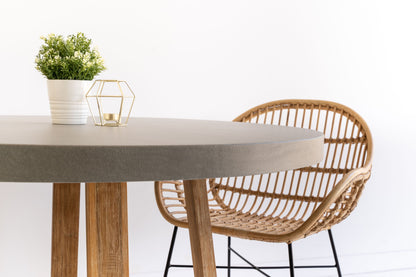 1.2m Alta Round Dining Table - Grey with Light Honey Acacia Wood Legs - www.elkstone.com.au