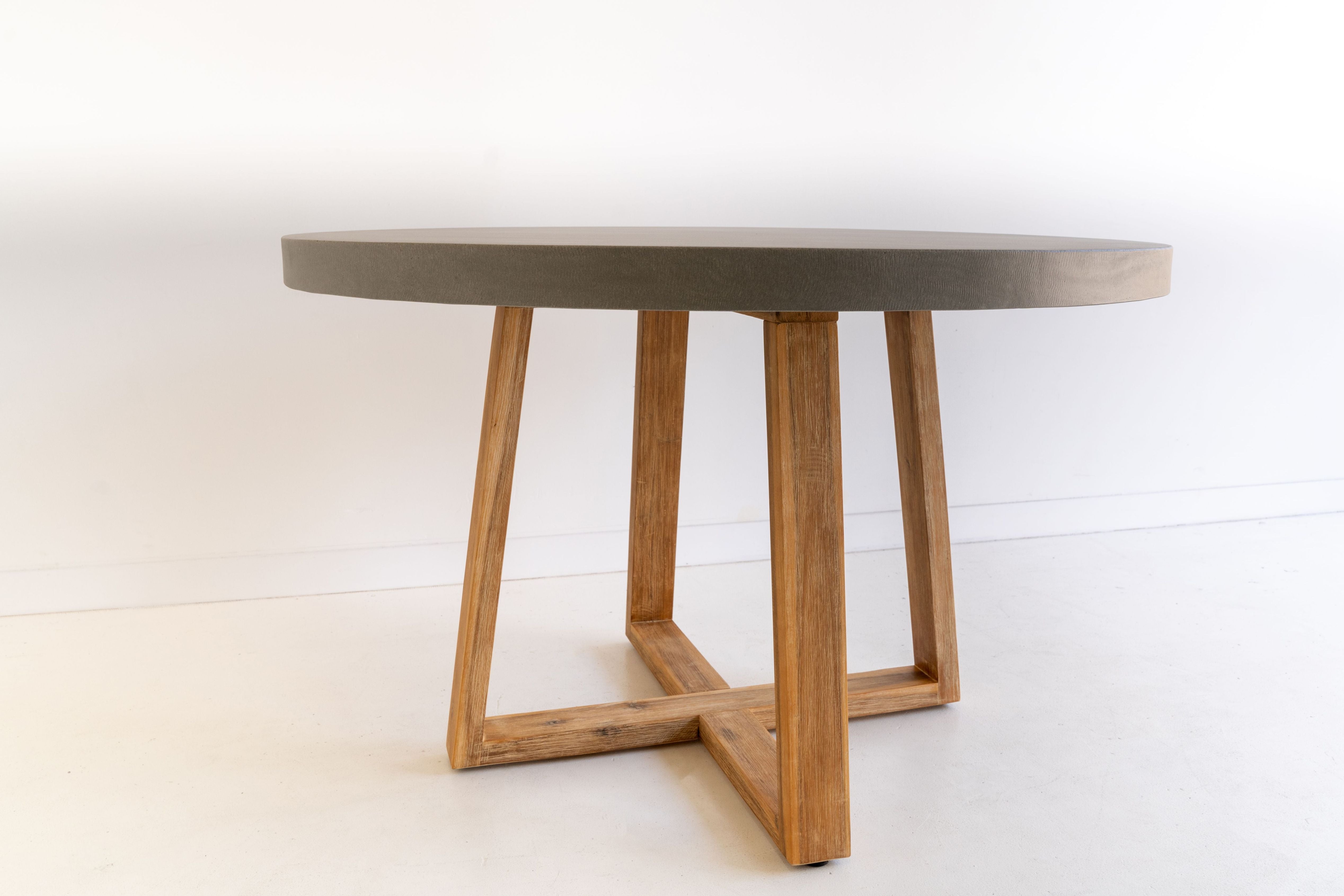 1.2m Alta Round Dining Table - Grey with Light Honey Acacia Wood Legs - www.elkstone.com.au