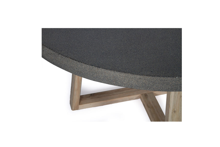 1.4m Alta Round Dining Table - Speckled Grey with Ivory Washed Timber Legs - www.elkstone.com.au
