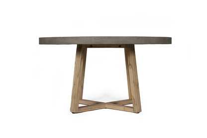 1.4m Alta Round Dining Table - Speckled Grey with Ivory Washed Timber Legs - www.elkstone.com.au