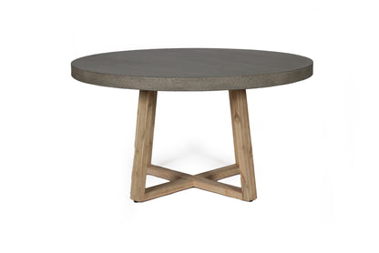1.4m Alta Round Dining Table - Speckled Grey with Ivory Washed Timber Legs - www.elkstone.com.au