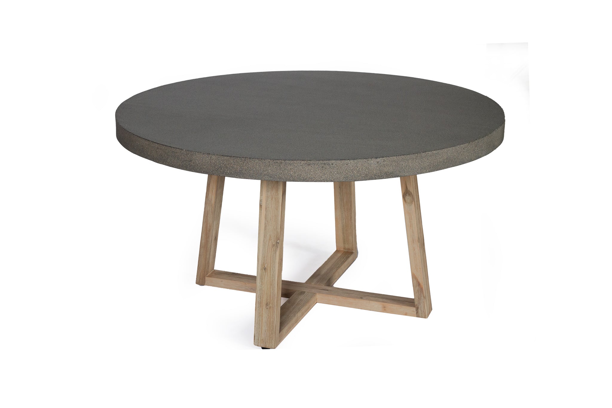 1.4m Alta Round Dining Table - Speckled Grey with Ivory Washed Timber Legs - www.elkstone.com.au