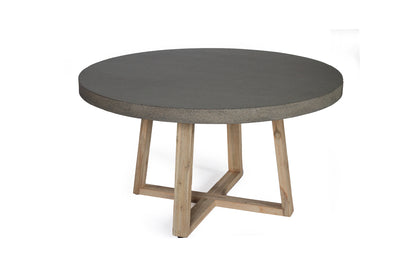1.4m Alta Round Dining Table - Speckled Grey with Ivory Washed Timber Legs - www.elkstone.com.au