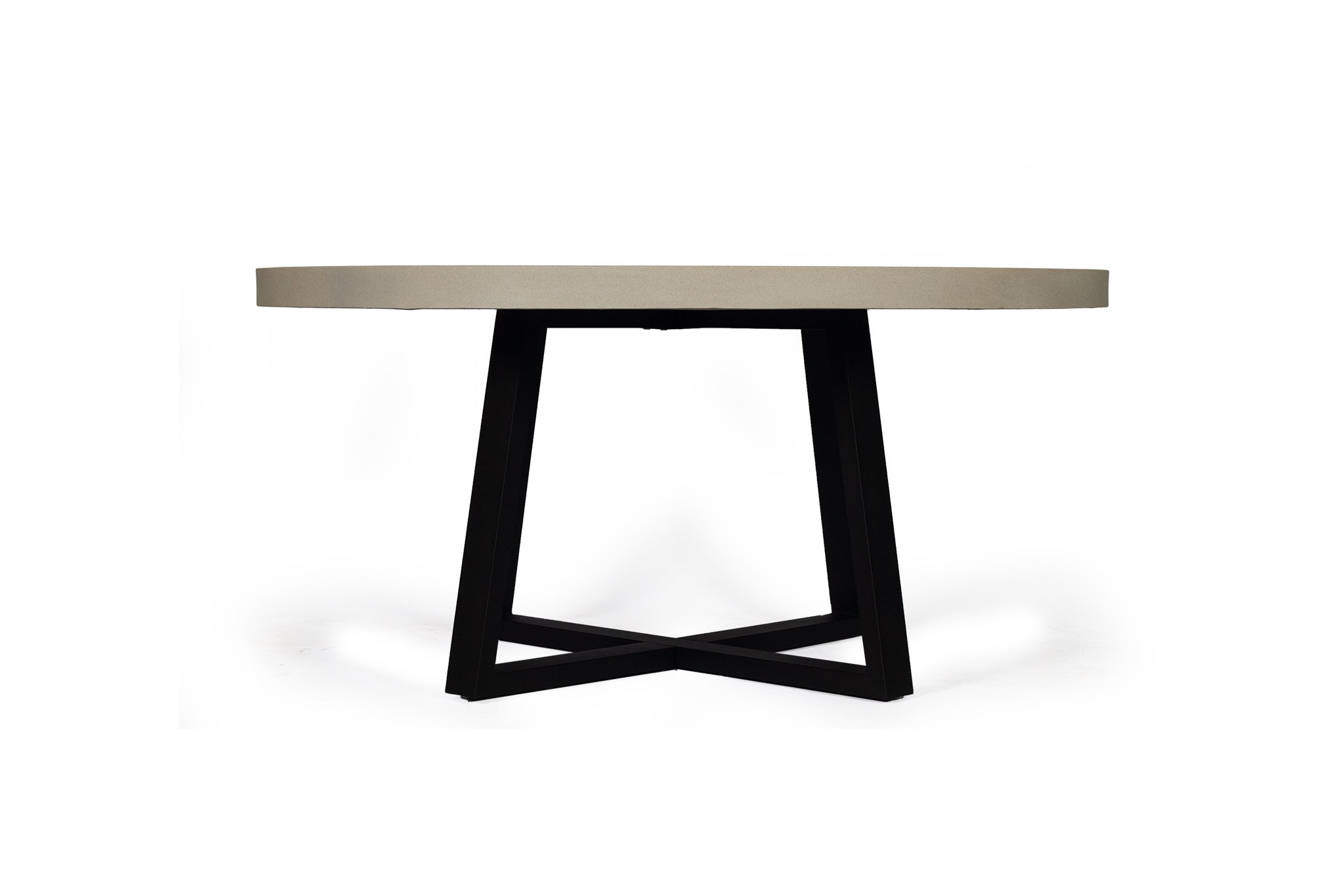 1.6m Alta Round Dining Table - Beige top with Black Powder Coated Iron Legs - www.elkstone.com.au
