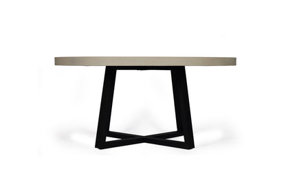 1.6m Alta Round Dining Table - Beige top with Black Powder Coated Iron Legs - www.elkstone.com.au