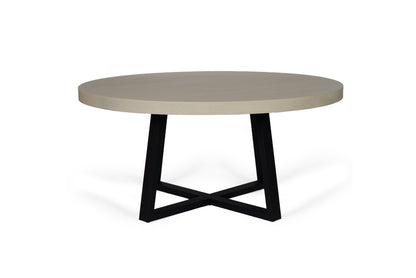 1.6m Alta Round Dining Table - Beige top with Black Powder Coated Iron Legs - www.elkstone.com.au