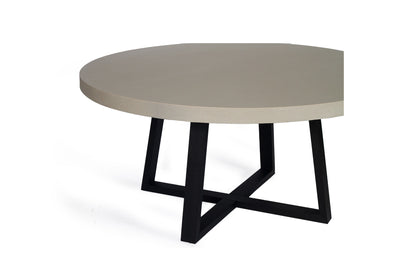 1.6m Alta Round Dining Table - Beige top with Black Powder Coated Iron Legs - www.elkstone.com.au