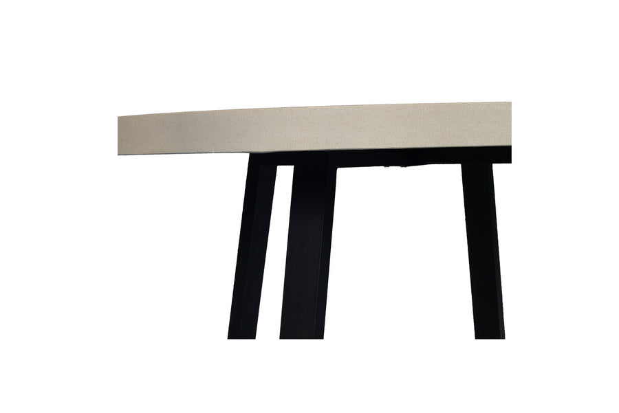 1.6m Alta Round Dining Table - Beige top with Black Powder Coated Iron Legs - www.elkstone.com.au