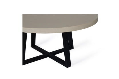 1.6m Alta Round Dining Table - Beige top with Black Powder Coated Iron Legs - www.elkstone.com.au