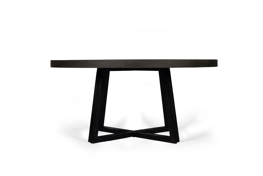 1.6m Alta Round Dining Table - Black top with Black Timber Legs - www.elkstone.com.au