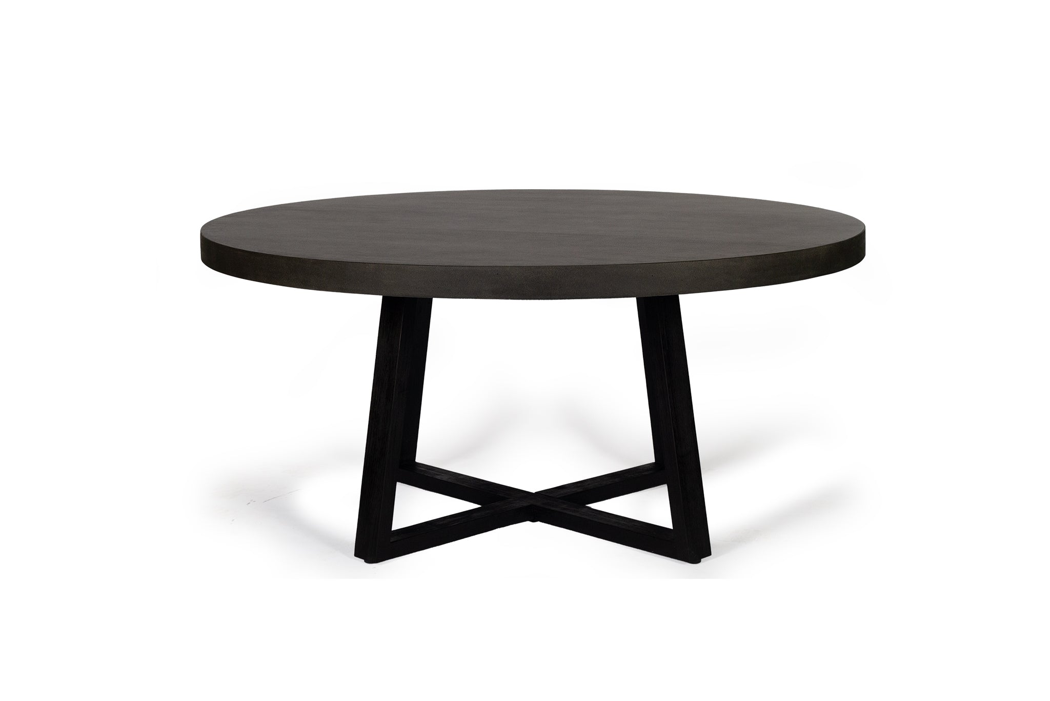 1.6m Alta Round Dining Table - Black top with Black Timber Legs - www.elkstone.com.au
