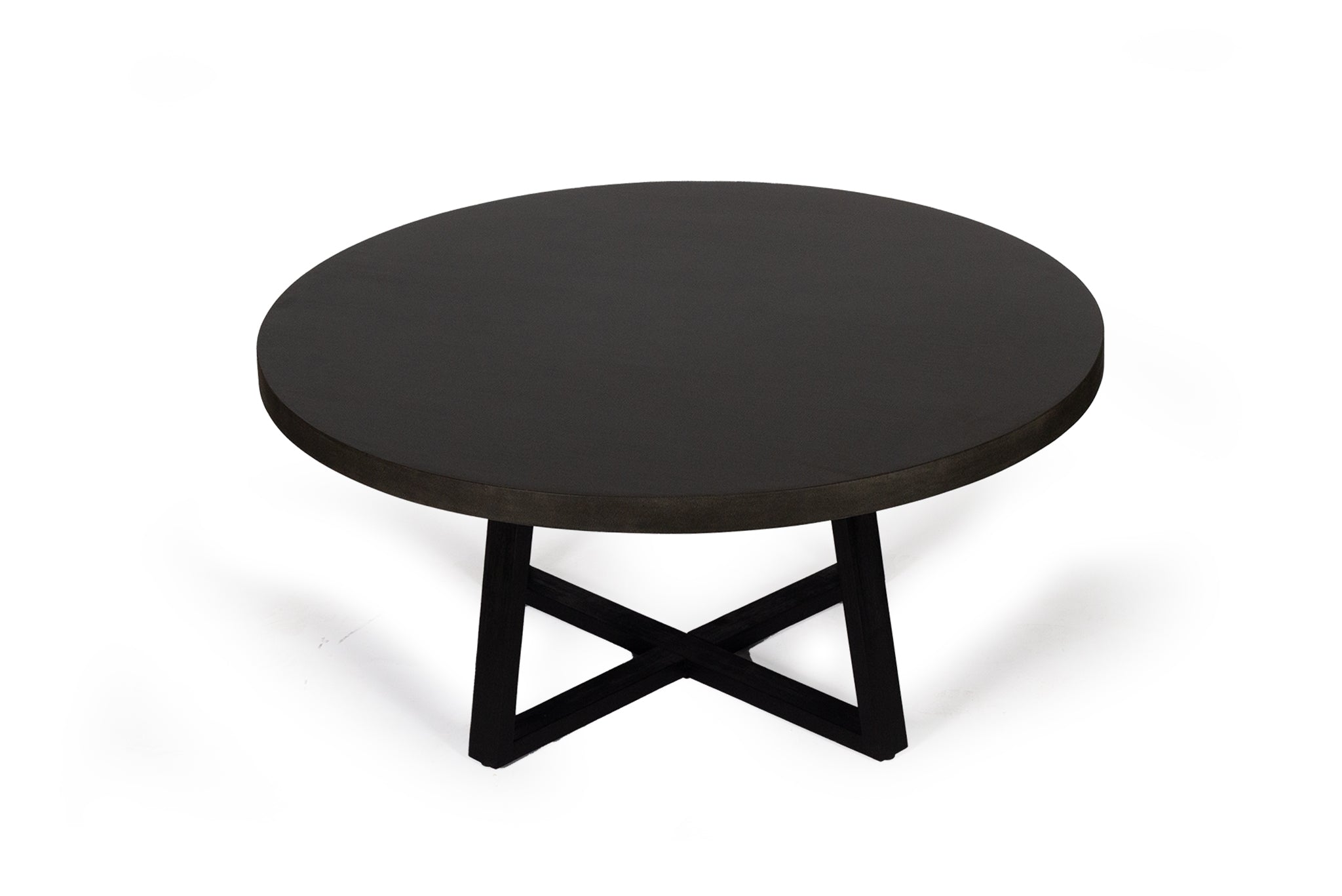 1.6m Alta Round Dining Table - Black top with Black Timber Legs - www.elkstone.com.au