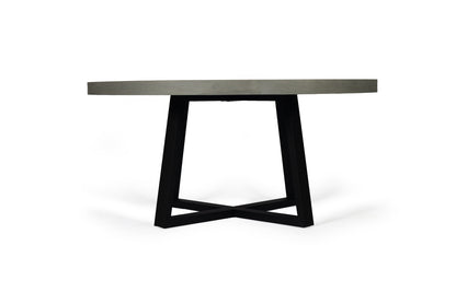 1.6m Alta Round Dining Table - Grey with Black Timber Legs - www.elkstone.com.au