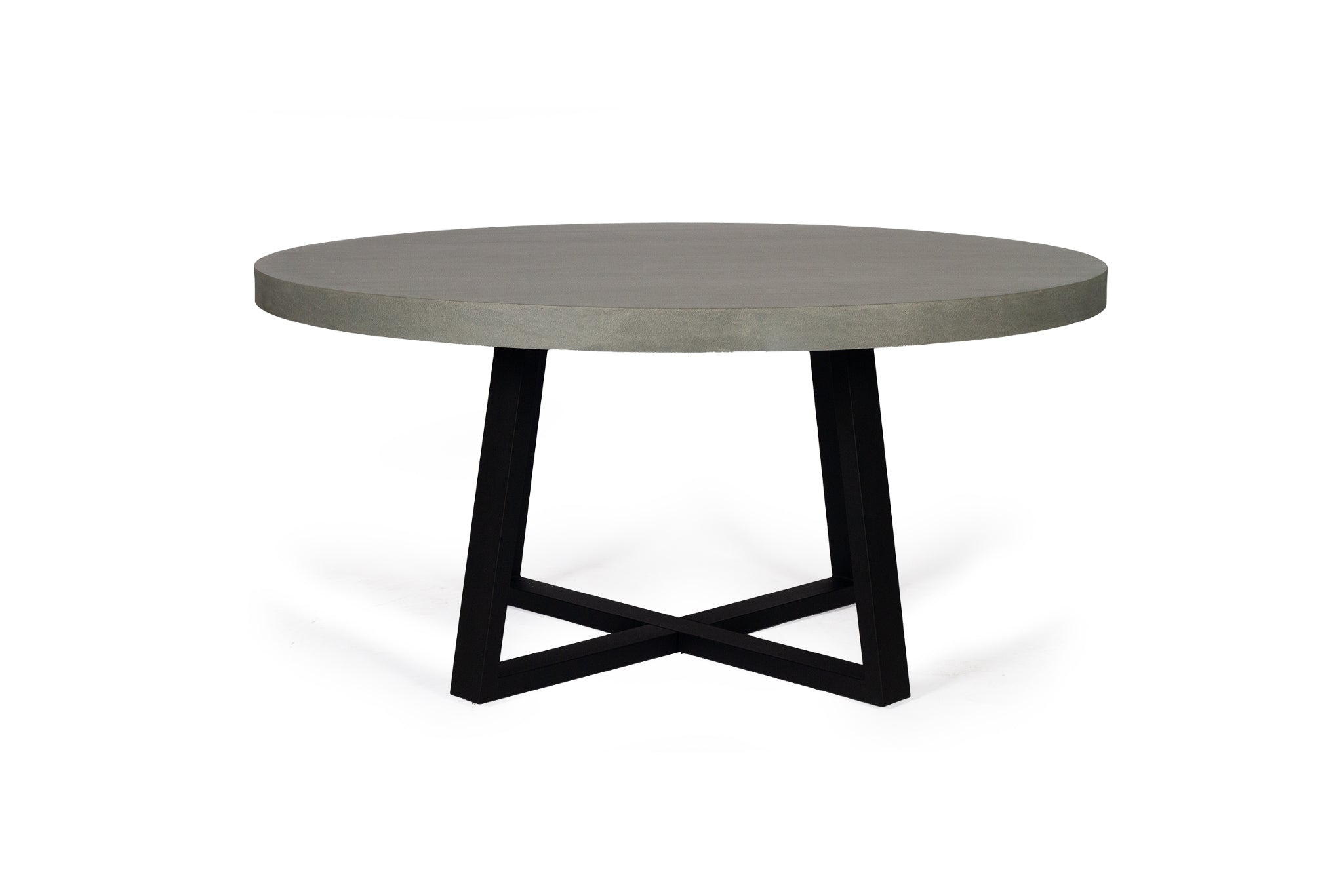 1.6m Alta Round Dining Table - Grey with Black Timber Legs - www.elkstone.com.au