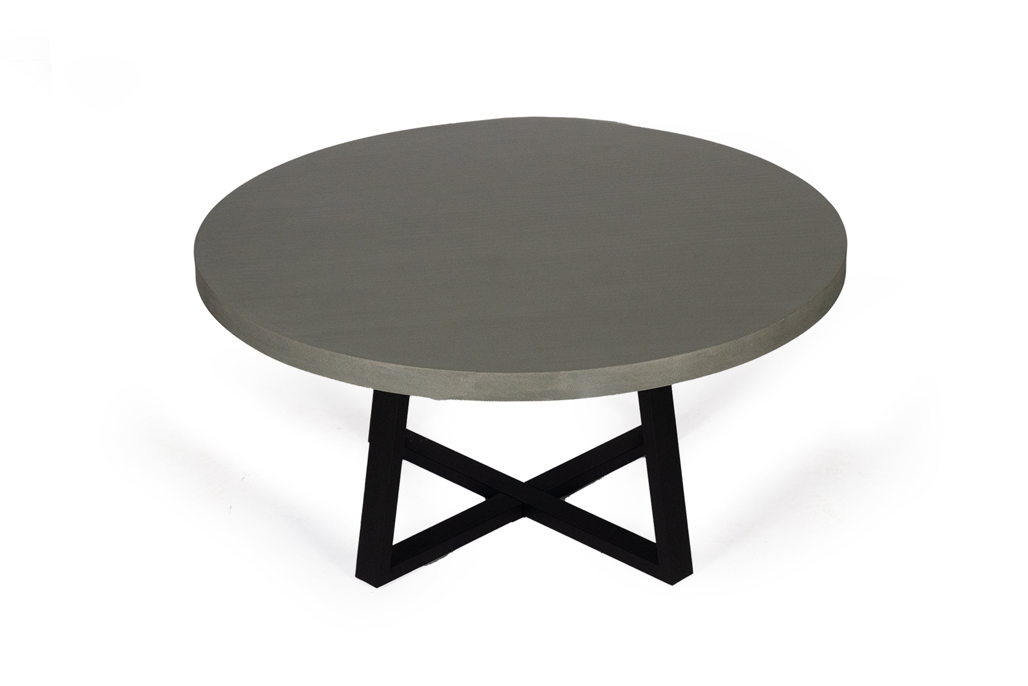 1.6m Alta Round Dining Table - Grey with Black Timber Legs - www.elkstone.com.au