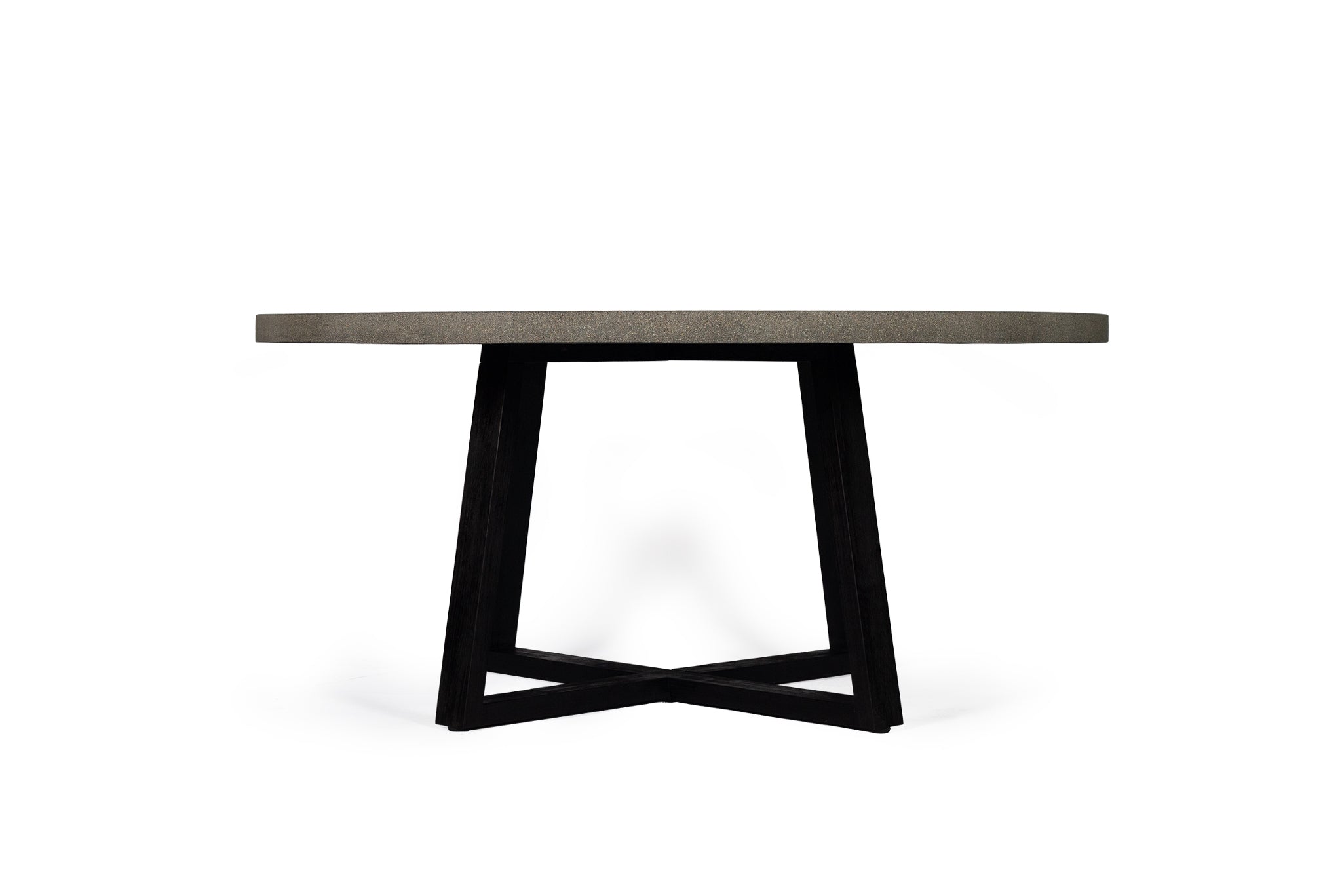 1.6m Alta Round Dining Table - Speckled Grey with Black Timber Legs - www.elkstone.com.au