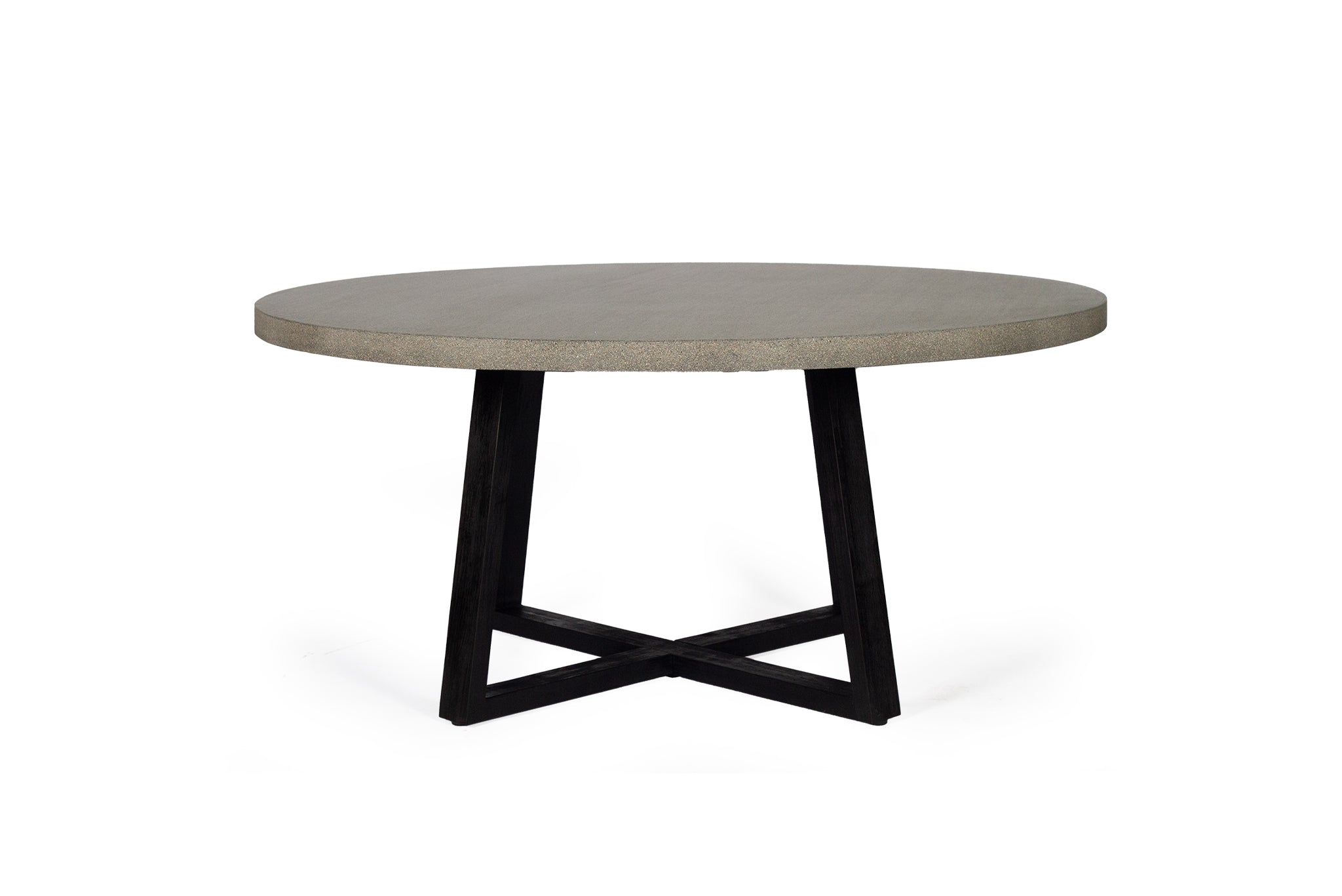 1.6m Alta Round Dining Table - Speckled Grey with Black Timber Legs - www.elkstone.com.au