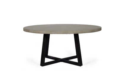 1.6m Alta Round Dining Table - Speckled Grey with Black Timber Legs - www.elkstone.com.au