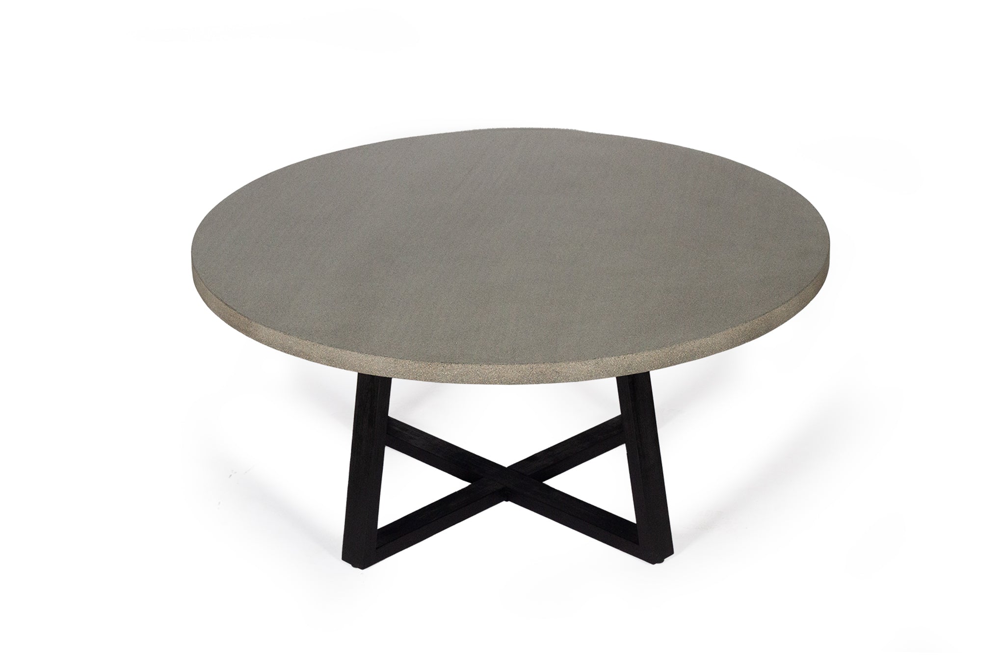 1.6m Alta Round Dining Table - Speckled Grey with Black Timber Legs - www.elkstone.com.au