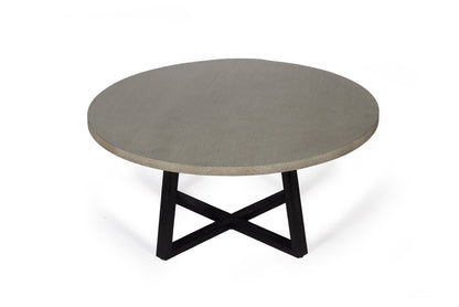 1.6m Alta Round Dining Table - Speckled Grey with Black Timber Legs - www.elkstone.com.au