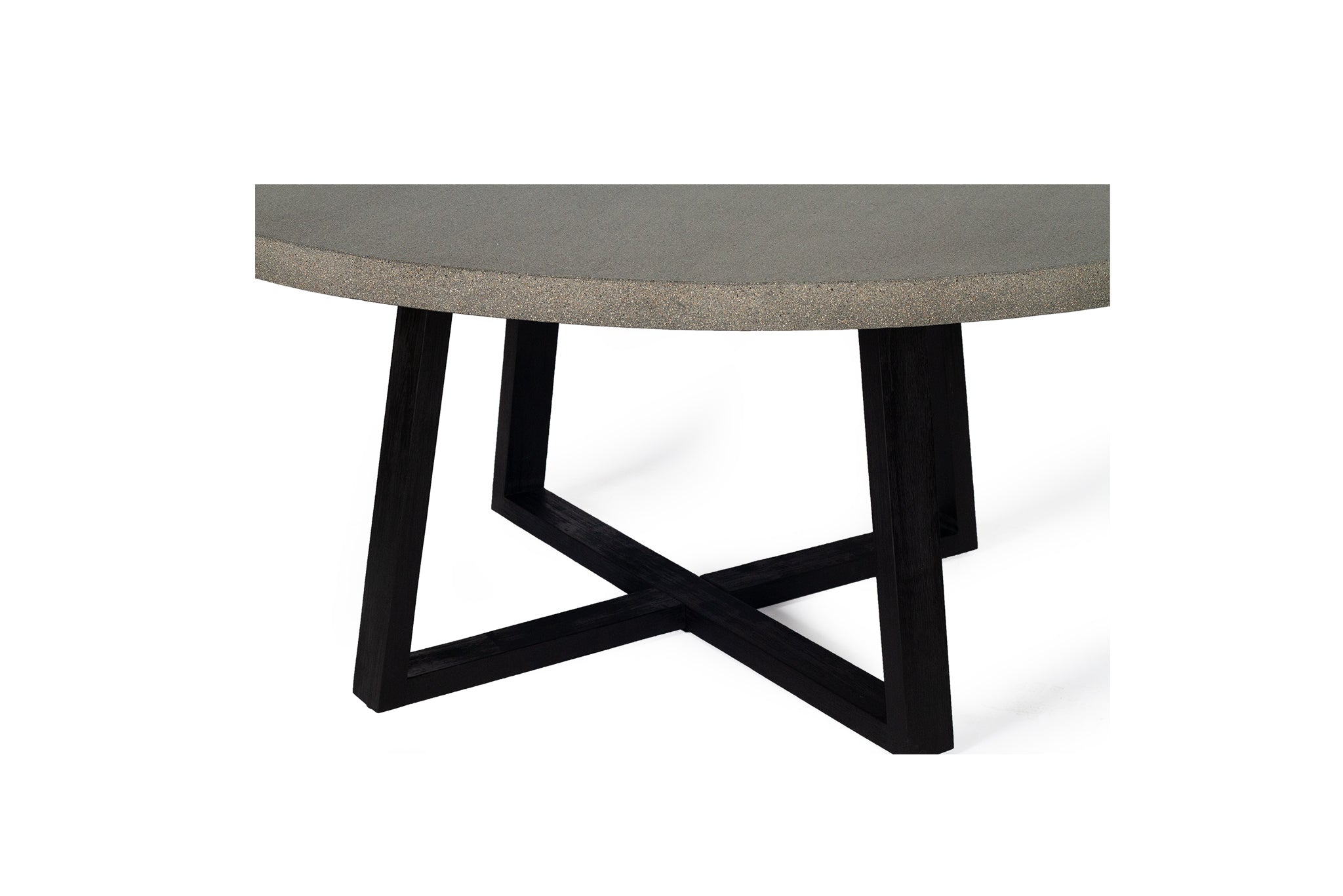 1.6m Alta Round Dining Table - Speckled Grey with Black Timber Legs - www.elkstone.com.au