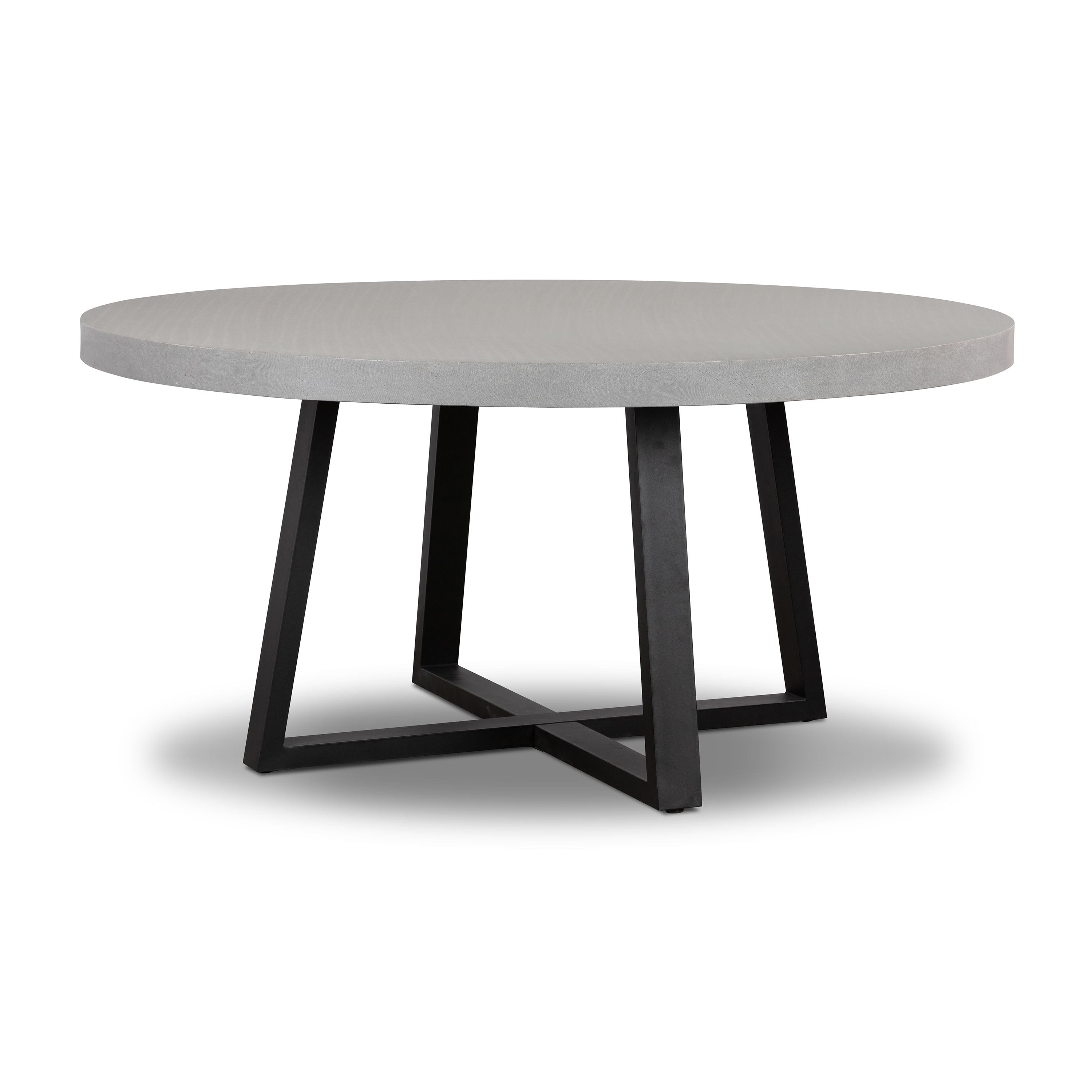1.6m Alta Round Dining Table | Pebble Grey with Black Metal Legs - www.elkstone.com.au