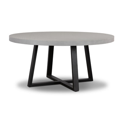 1.6m Alta Round Dining Table | Pebble Grey with Black Metal Legs - www.elkstone.com.au