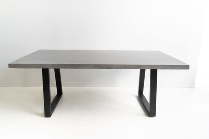 2.0m Alta Rectangular Dining Table - Speckled Grey with Black Powder Coated Iron Legs - www.elkstone.com.au