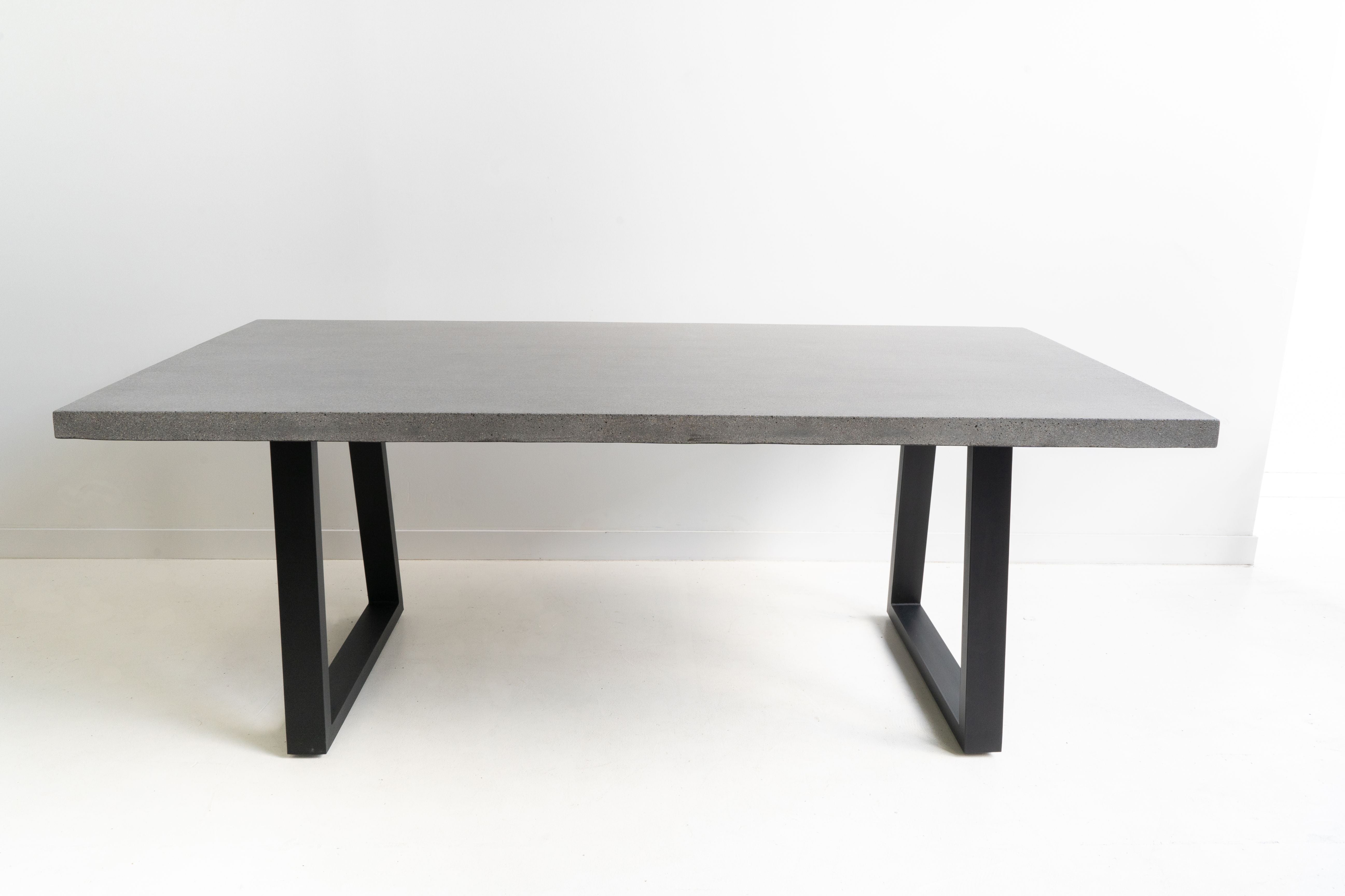 2.0m Alta Rectangular Dining Table - Speckled Grey with Black Powder Coated Iron Legs - www.elkstone.com.au