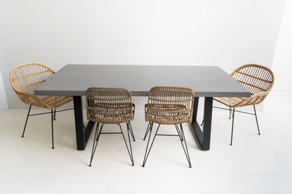 2.0m Alta Rectangular Dining Table - Speckled Grey with Black Powder Coated Iron Legs - www.elkstone.com.au
