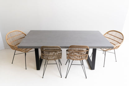 2.0m Alta Rectangular Dining Table - Speckled Grey with Black Powder Coated Iron Legs - www.elkstone.com.au