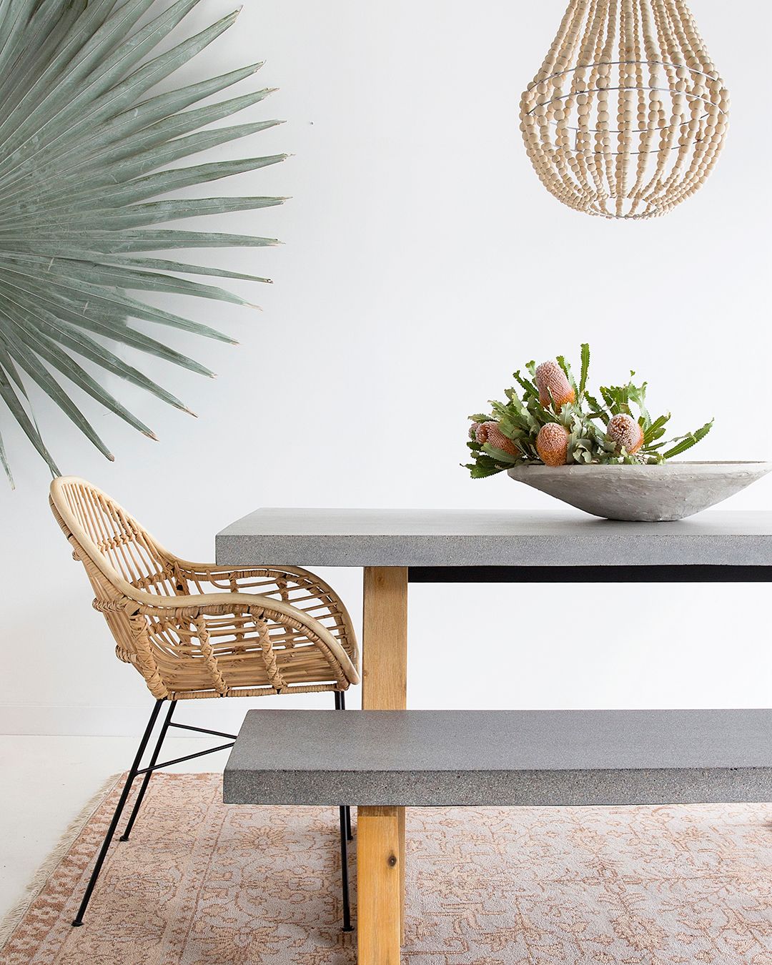 2.0m Alta Rectangular Dining Table - Speckled Grey with Light Honey Timber Legs - www.elkstone.com.au