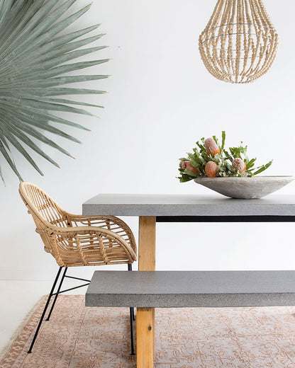 3.0m Alta Rectangular Dining Table - Speckled Grey with Light Honey Acacia Wood Legs - www.elkstone.com.au