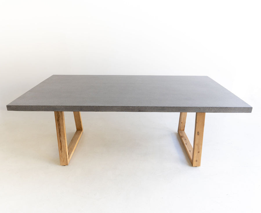 2.0m Alta Rectangular Dining Table - Speckled Grey with Light Honey Timber Legs - www.elkstone.com.au