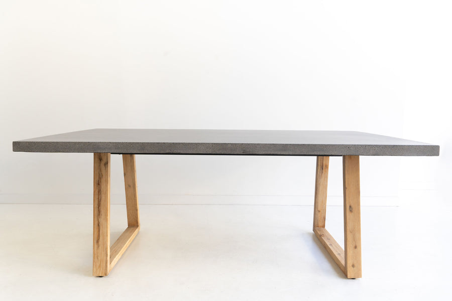 3.0m Alta Rectangular Dining Table - Speckled Grey with Light Honey Acacia Wood Legs - www.elkstone.com.au