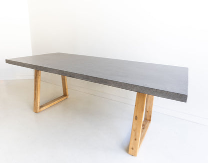1.8m Alta Rectangular Dining Table - Speckled Grey with Light Honey Acacia Wood Legs - www.elkstone.com.au