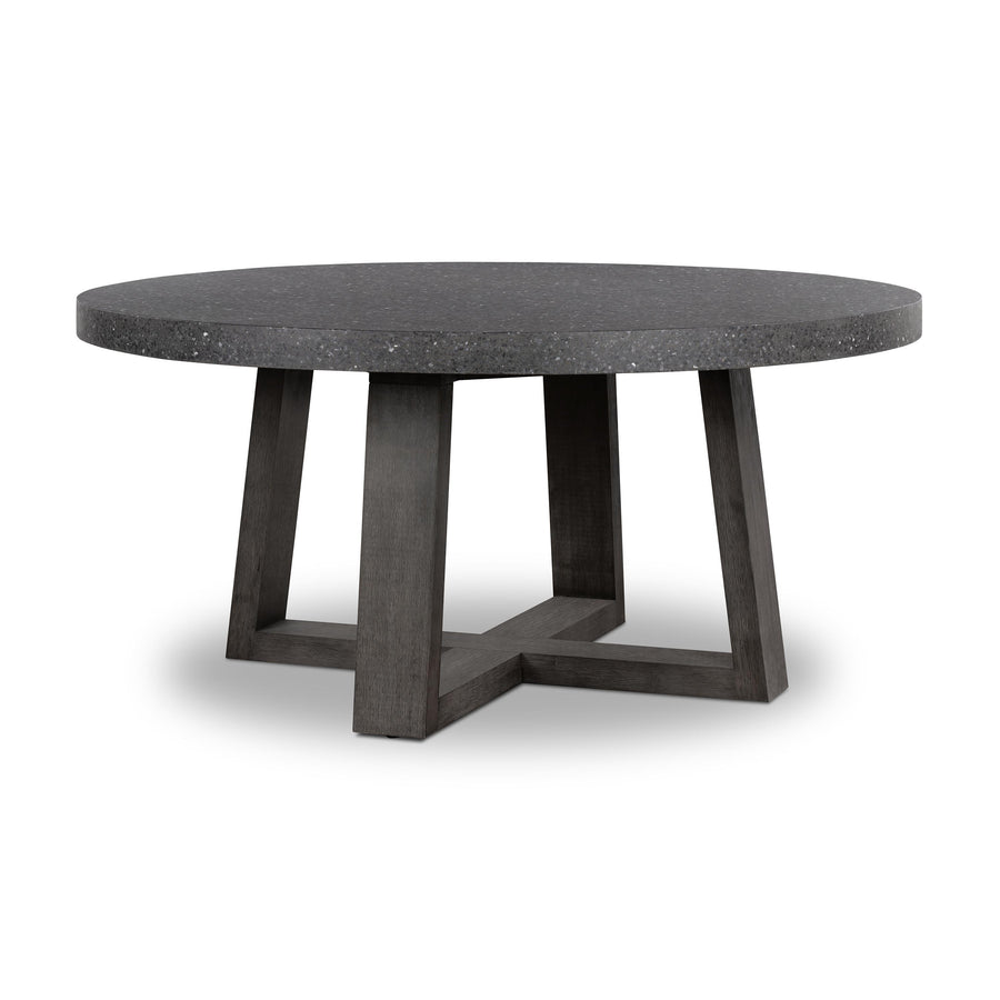 1.6m eTerrazzo Round Dining Table | Apollo with Wide Ebony Acacia Wood Legs - www.elkstone.com.au