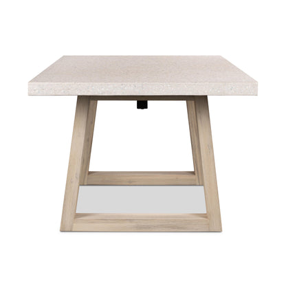 2.0m eTerrazzo Rectangular Dining Table | Ivory Coast with Wide Ivory Wash Legs - www.elkstone.com.au