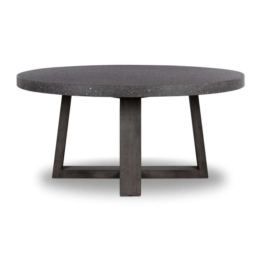 1.6m eTerrazzo Round Dining Table | Apollo with Wide Ebony Acacia Wood Legs - www.elkstone.com.au