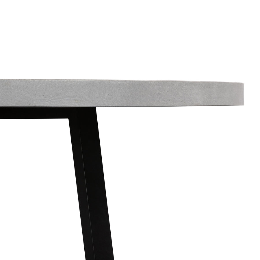 1.4m Alta Round Dining Table | Pebble Grey with Black Metal Legs - www.elkstone.com.au
