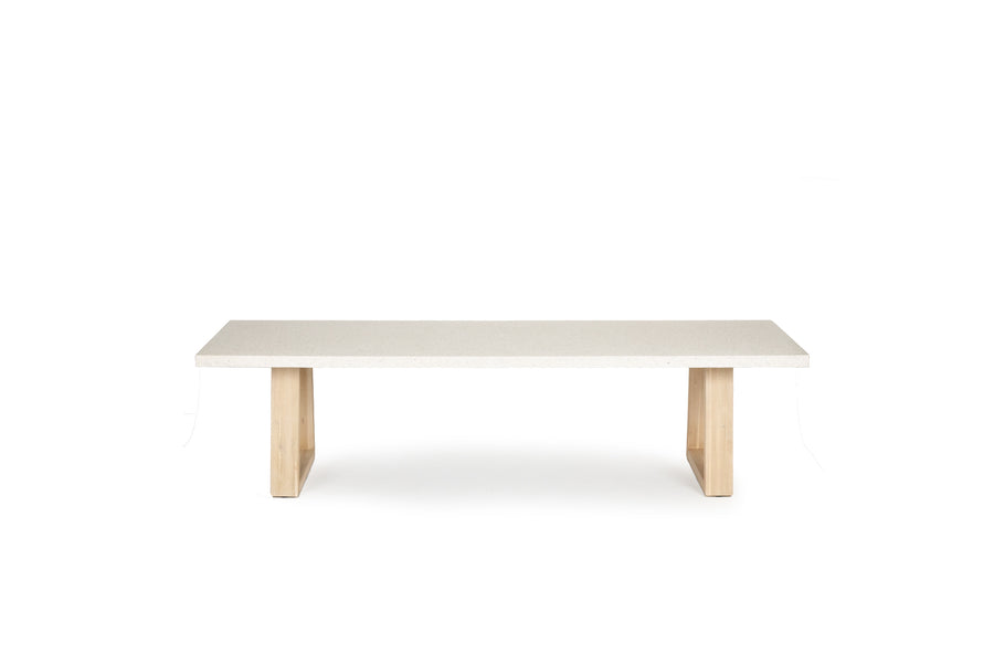 3.0m eTerrazzo Rectangular Dining Table | Ivory Coast with Wide Ivory Wash Legs - www.elkstone.com.au