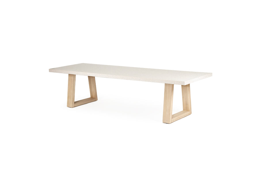 3.0m eTerrazzo Rectangular Dining Table | Ivory Coast with Wide Ivory Wash Legs - www.elkstone.com.au