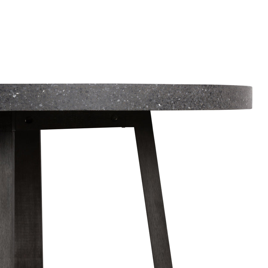 1.6m eTerrazzo Round Dining Table | Apollo with Wide Ebony Acacia Wood Legs - www.elkstone.com.au