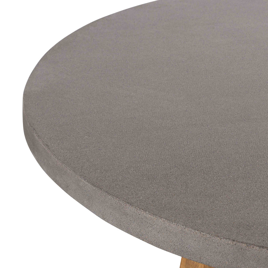 1.6m Alta Round Dining Table | Speckled Grey with Light Honey Acacia Wood Legs - www.elkstone.com.au