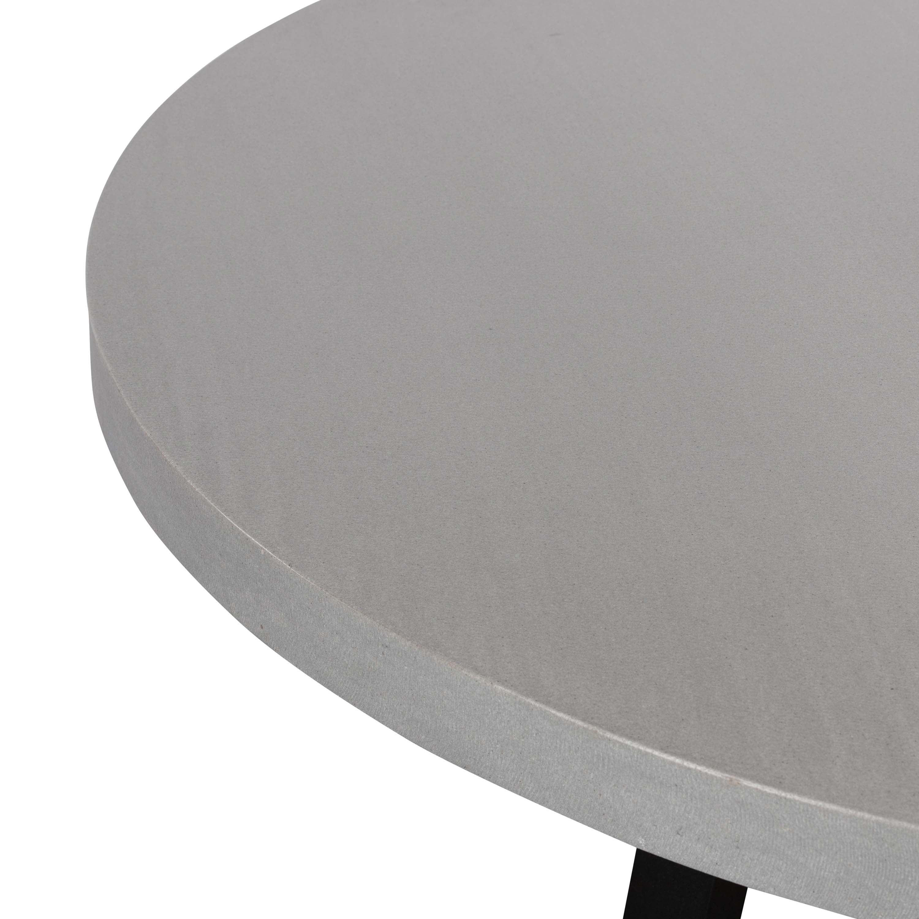 1.6m Alta Round Dining Table | Pebble Grey with Black Metal Legs - www.elkstone.com.au