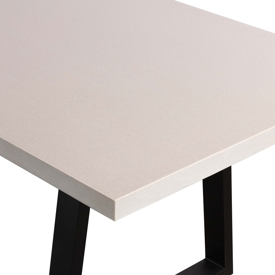 2.4m Sierra Rectangular Dining Table | Beige with Black Metal Legs - www.elkstone.com.au