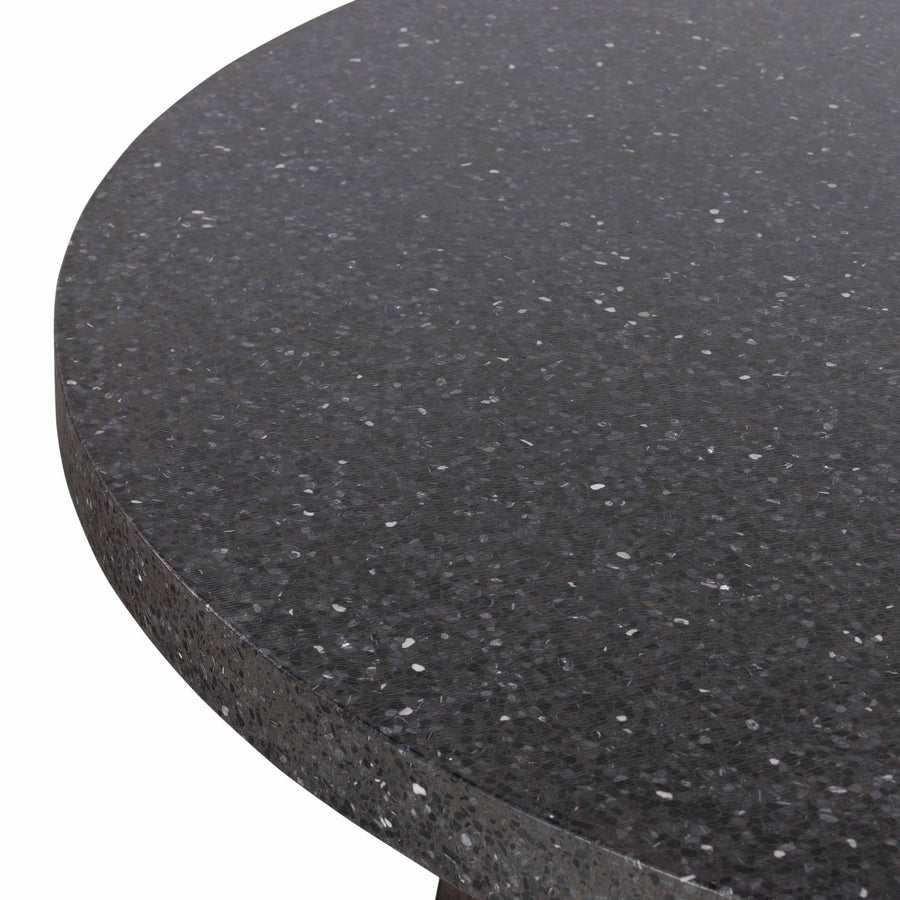 1.6m eTerrazzo Round Dining Table | Rich Umber eTerrazzo with Wide Norwegian Brown Acaca Wood Legs - www.elkstone.com.au
