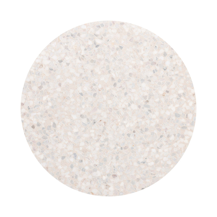 35cm eTerrazzo Round Stool | Ivory Coast with Wide Ivory Wash Legs - www.elkstone.com.au
